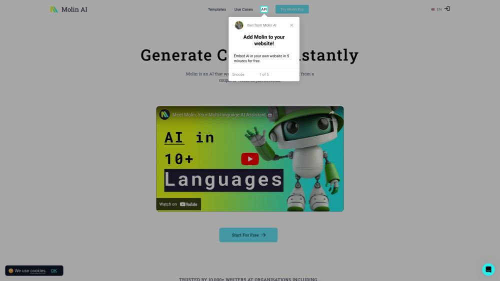 Molin: AI Tool for Generating Unique Content