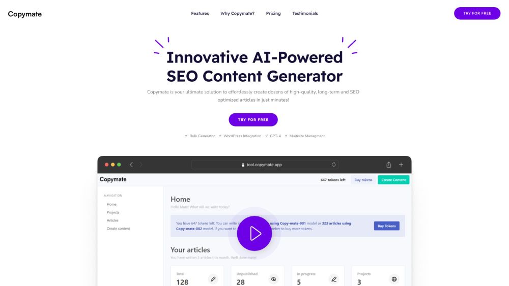 Copymate: AI Tool for Effortless Content Generation