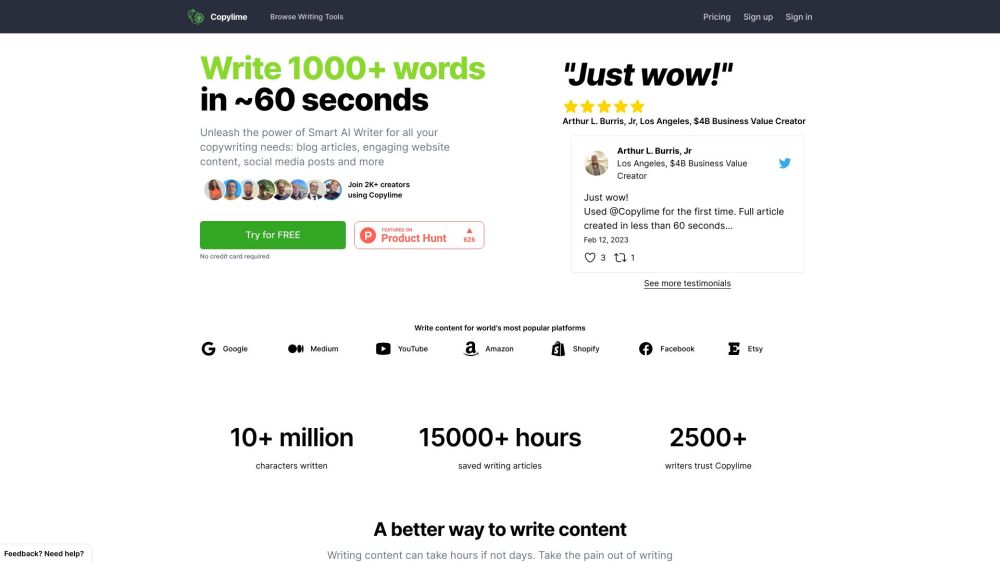 Copylime: Ultimate AI Tool for Quick Content Creation