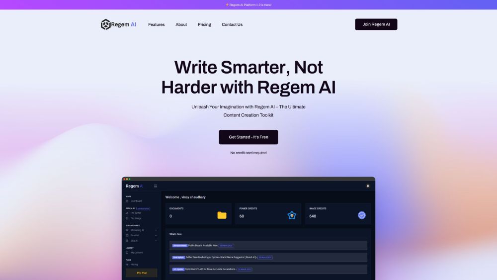 Regem AI Platform: AI Tool for Effortless Content Creation