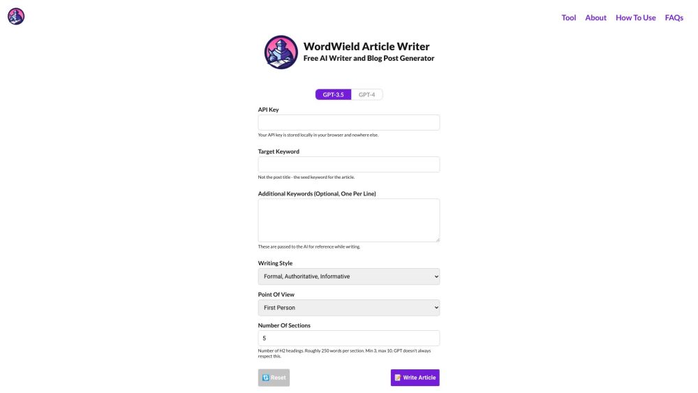 WordWield: AI Tool for Free Article Writing