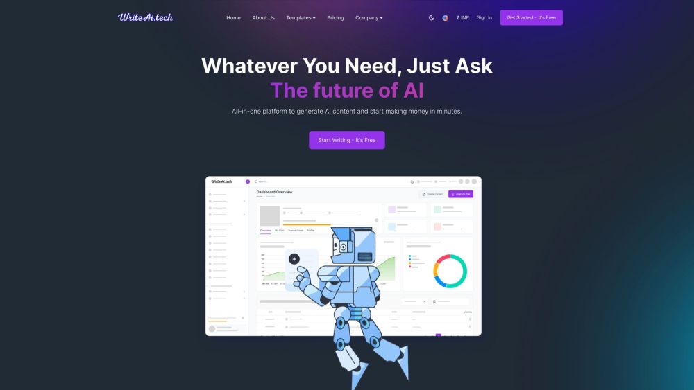 WriteAI.tech Website screenshot