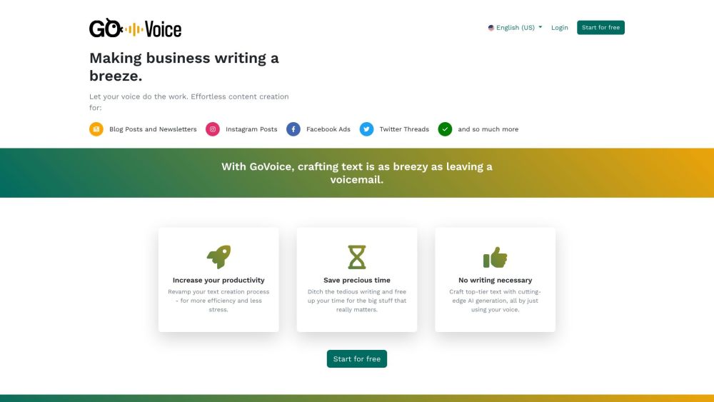 GoVoice: AI Tool for Effortless Text Generation