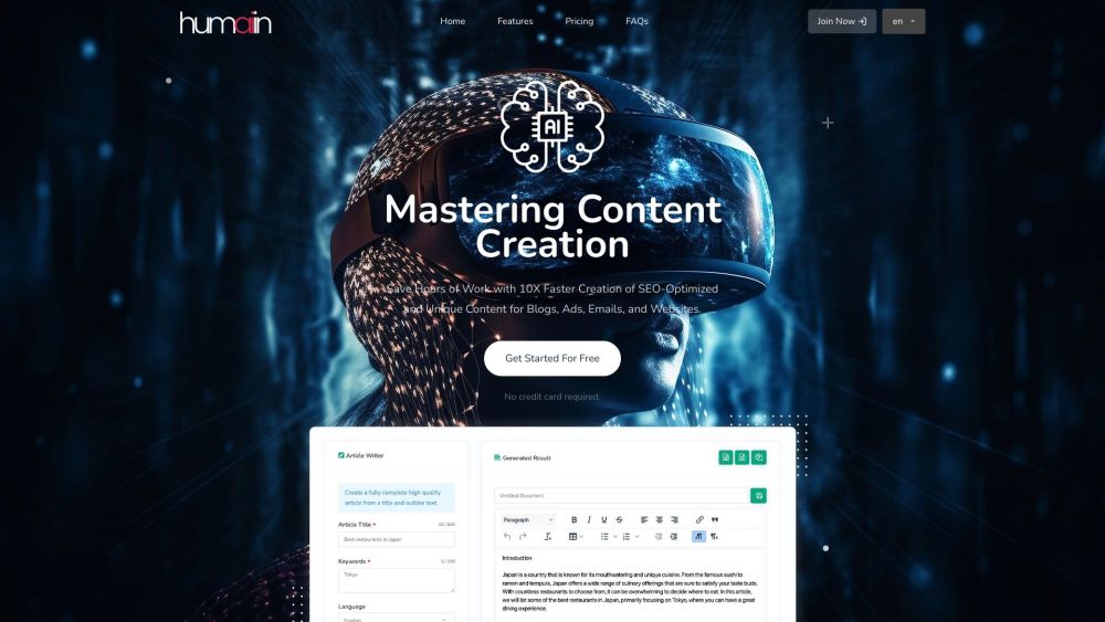 Humai.in - Ultimate AI Content Writer: Save Time & Ignite Creativity