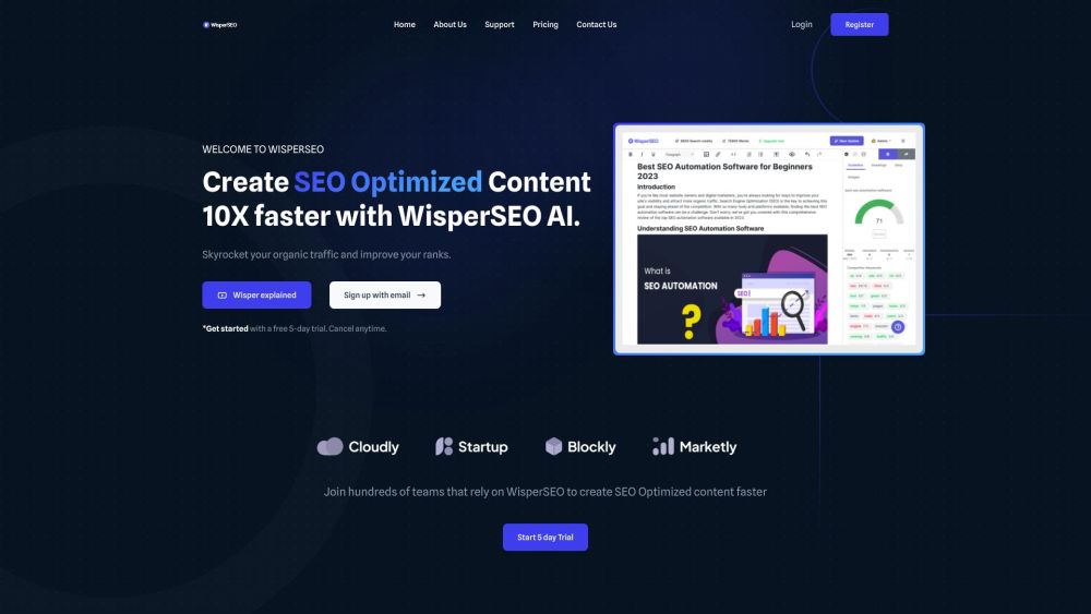 WisperSEO Website screenshot