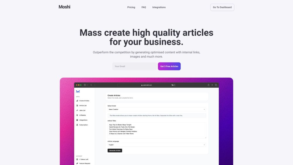 Moshi: AI Tool for Efficient Blog & E-Comm Sites