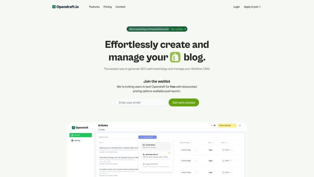 Opendraft: Effortlessly Write, Edit & Manage Blogs