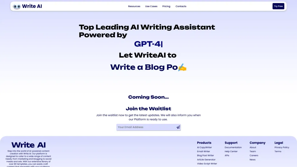 WriteAI.me: Revolutionize writing with AI tool