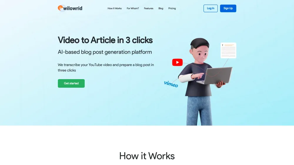 Wilowrid: AI tool transforms Video to Article