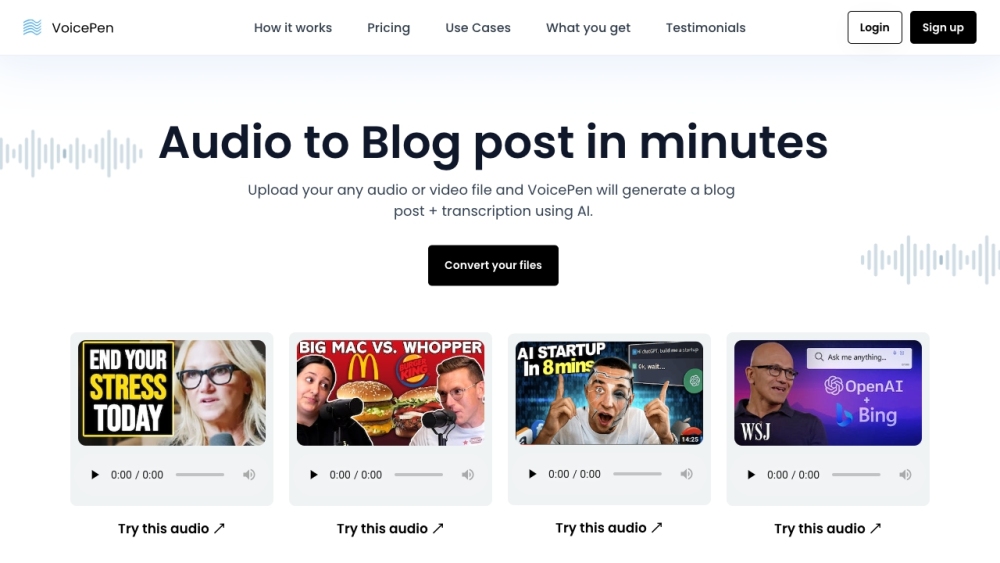 VoicePen: AI Tool Converts Audio, Video, Voice Memos, Websites into Blog Posts