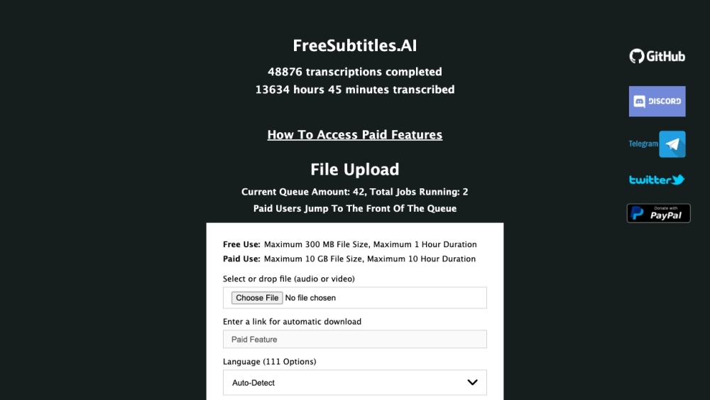 FreeSubtitles.AI: AI Tool for Effortless Transcription