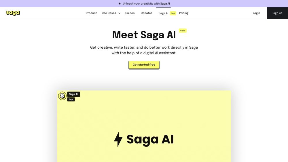 Saga - AI Workspace for Notes, Docs, and Tasks: Collaborative tool for organizing knowledge.