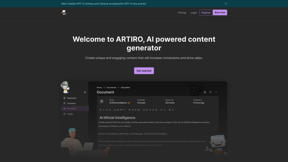 Artiro: AI Tool for Content Generation