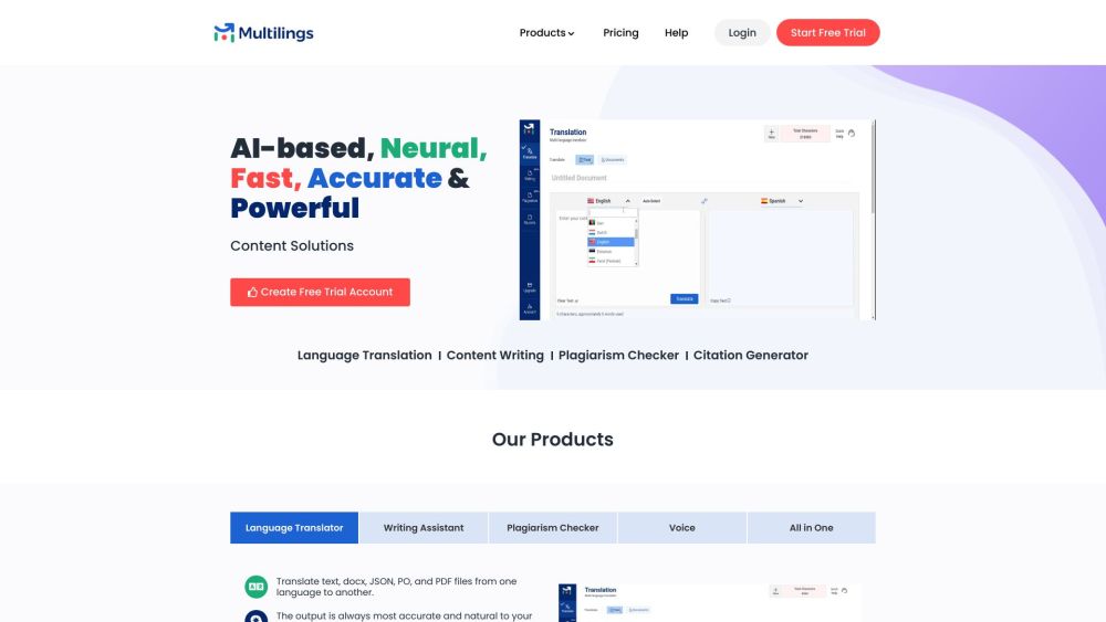 Multilings: AI Tool for Content & Translation