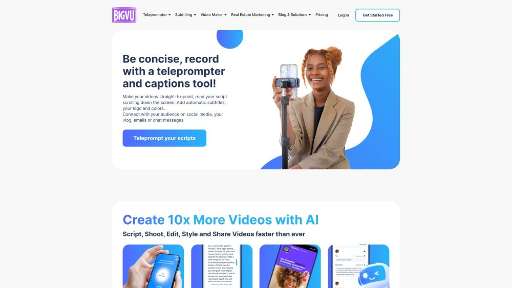 BIGVU Website: AI Teleprompter, Caption Maker & Video Editor