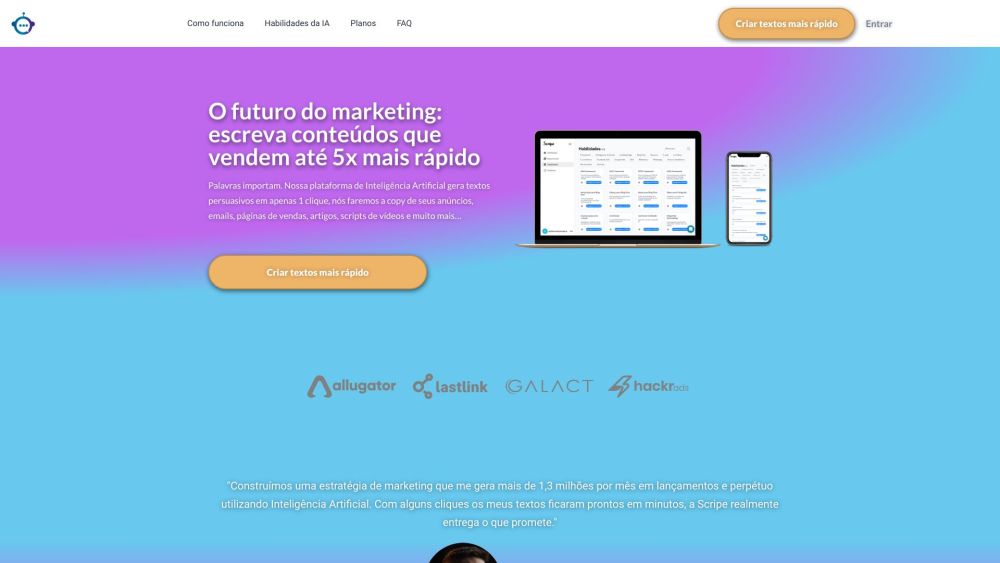 Scripe | Inteligência em Copywriting Website screenshot