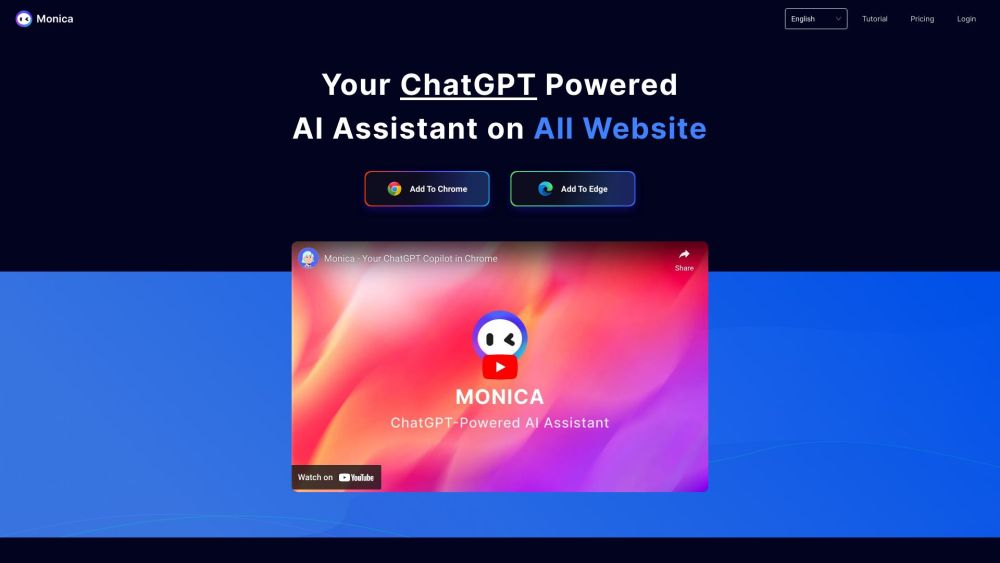 Monica - Your ChatGPT AI Assistant Chrome Extension Website screenshot