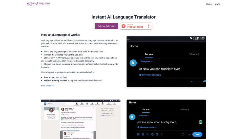 AnyLanguage.ai Website screenshot