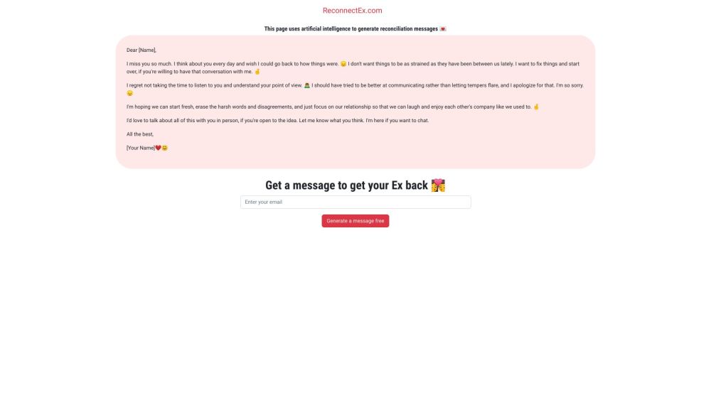 ReconnectEx.com: AI Tool for Reconnection Messages