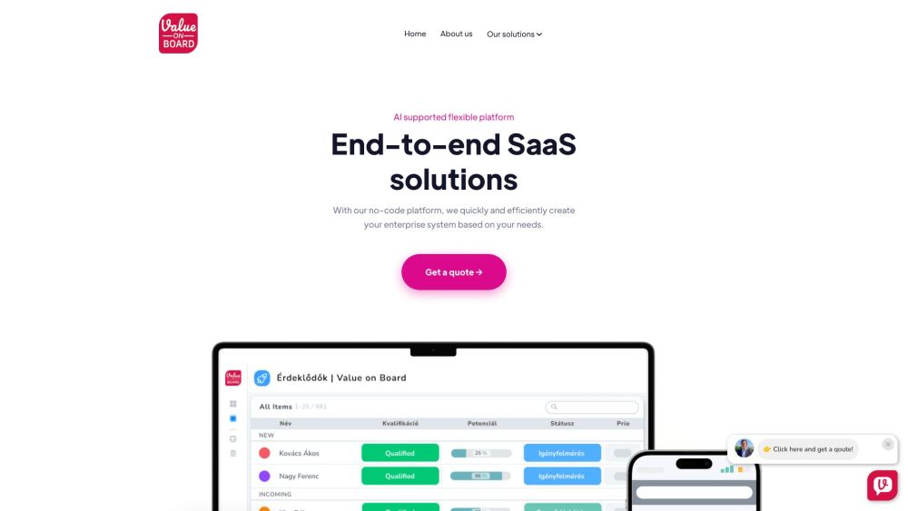 Value on Board: End-to-end SaaS Solutions & AI Tool