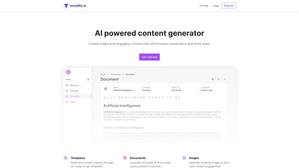 Templify.ai: AI Content Generator & Sales Tool