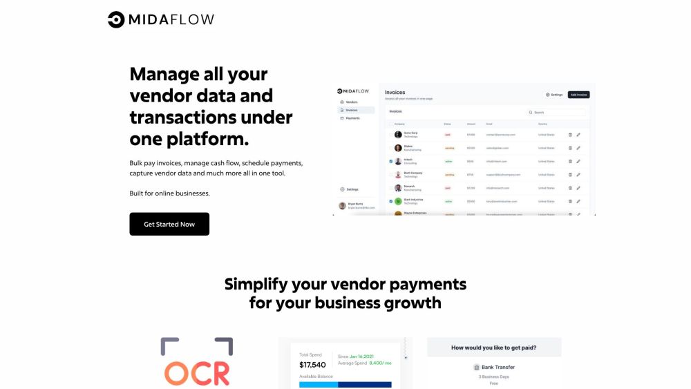 MidaFlow: Streamline SMBs' Vendor, Payment, and Order Management with AI Tool