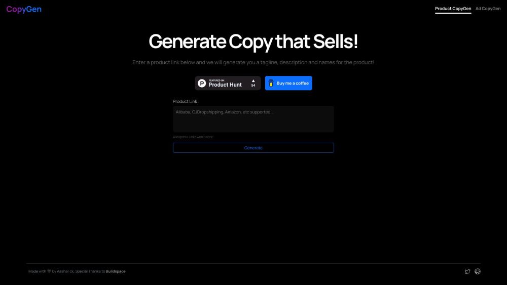 CopyGen: Captivating Copy that Sells - AI Tool