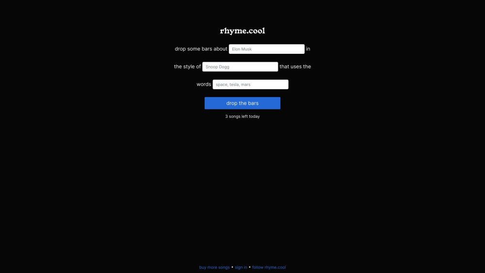 Rhyme.cool: AI Tool for Instant Rap Lyrics