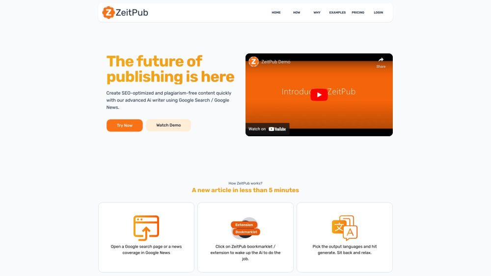 Zeitpub: Advanced Ai Writer for SEO & Content Creation