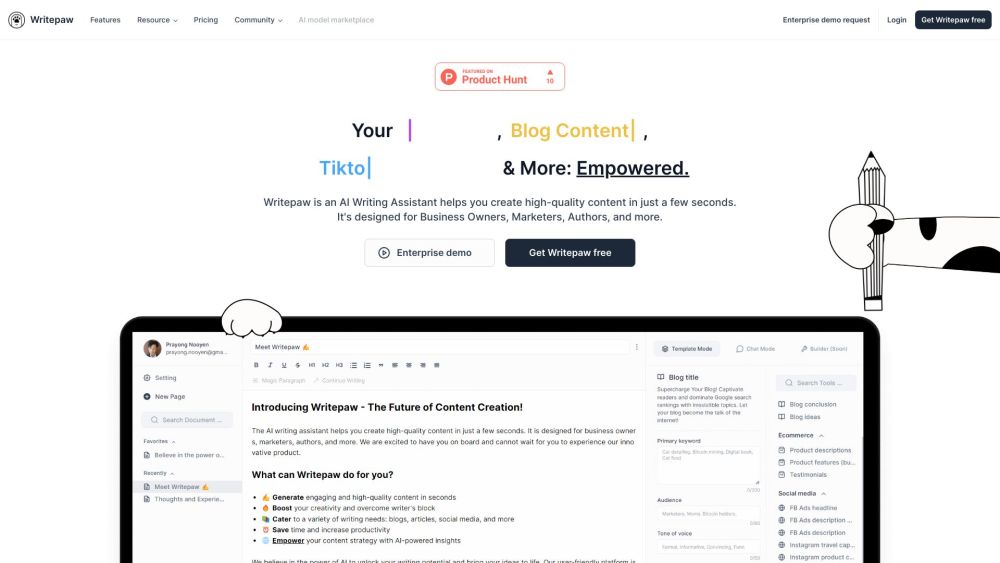 Writepaw: AI Writing Assistant & Content Creation Tool