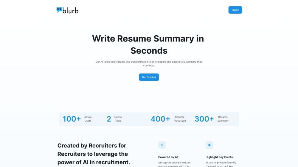 CVblurb: AI Tool for Resume Summaries by CVblurb