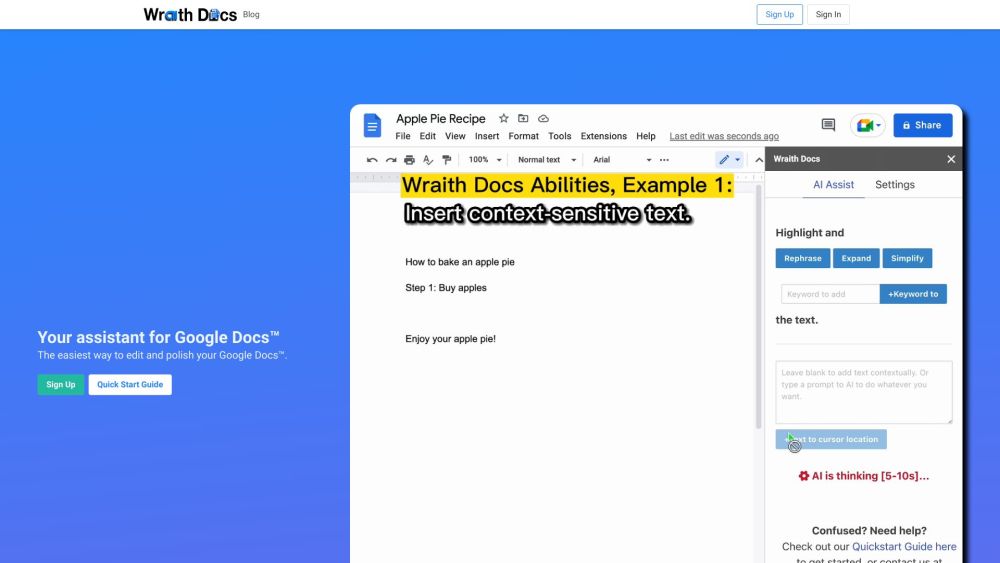 Wraith Docs: AI Tool for Google Docs™ | Product Name