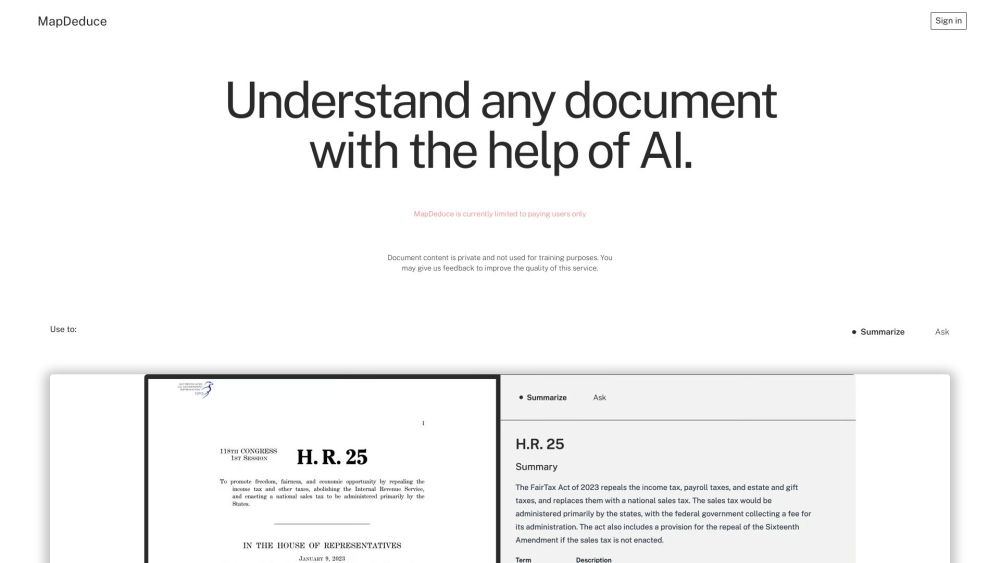 MapDeduce: AI Tool for Document Understanding & Insights