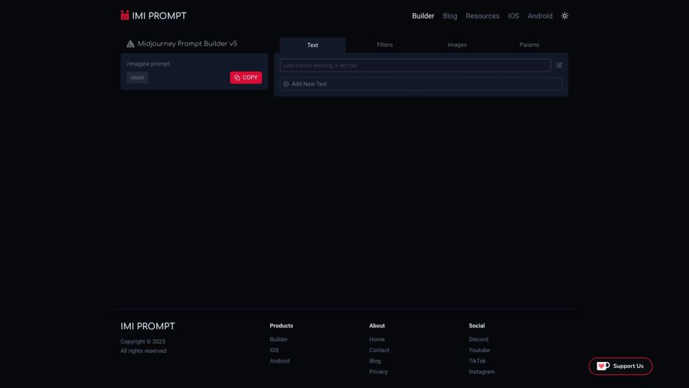 IMI Prompt Builder: AI Tool for Midjourney v5