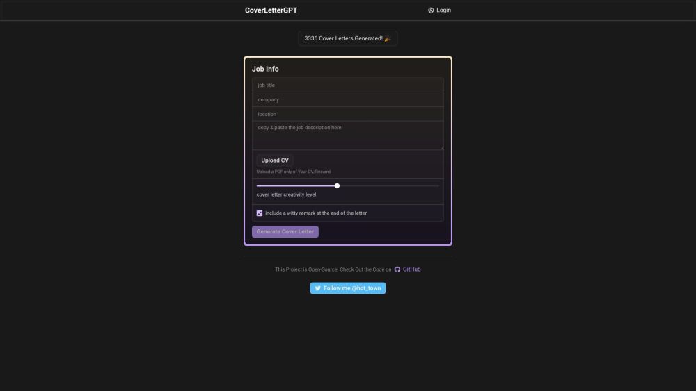 CoverLetterGPT: AI Tool for Effortless Cover Letters