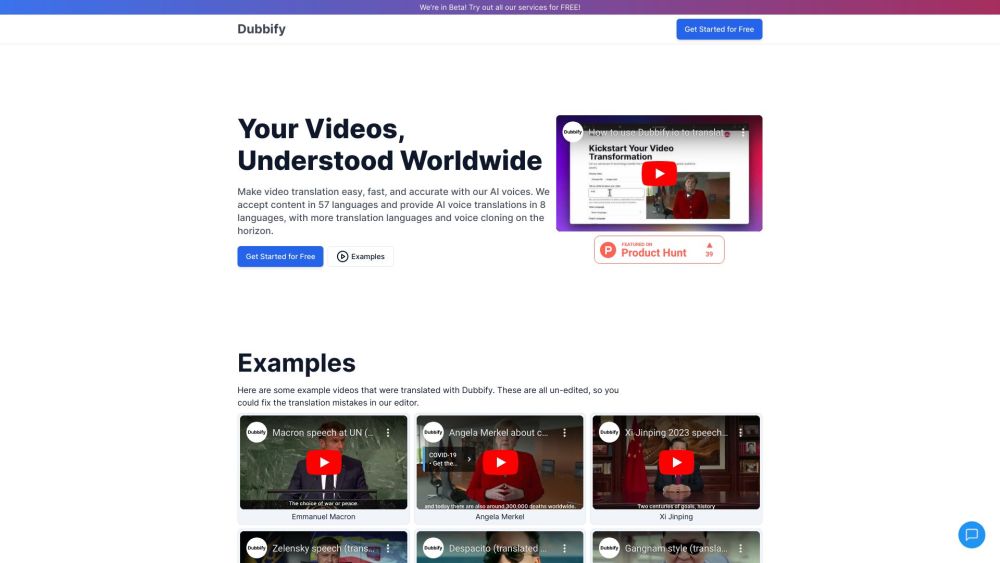 Dubbify Website screenshot