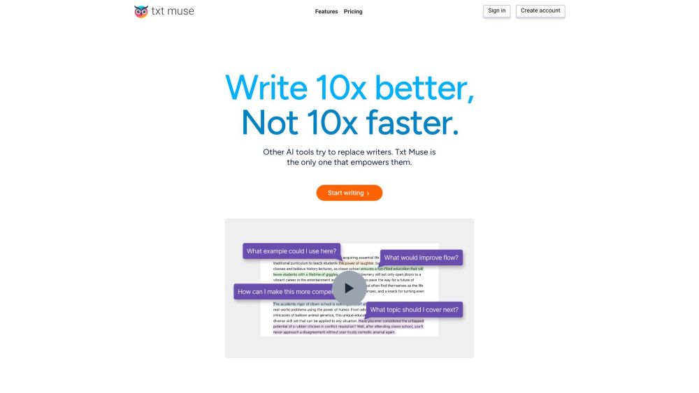 Txt Muse: AI Tool for Improved Writing Quality