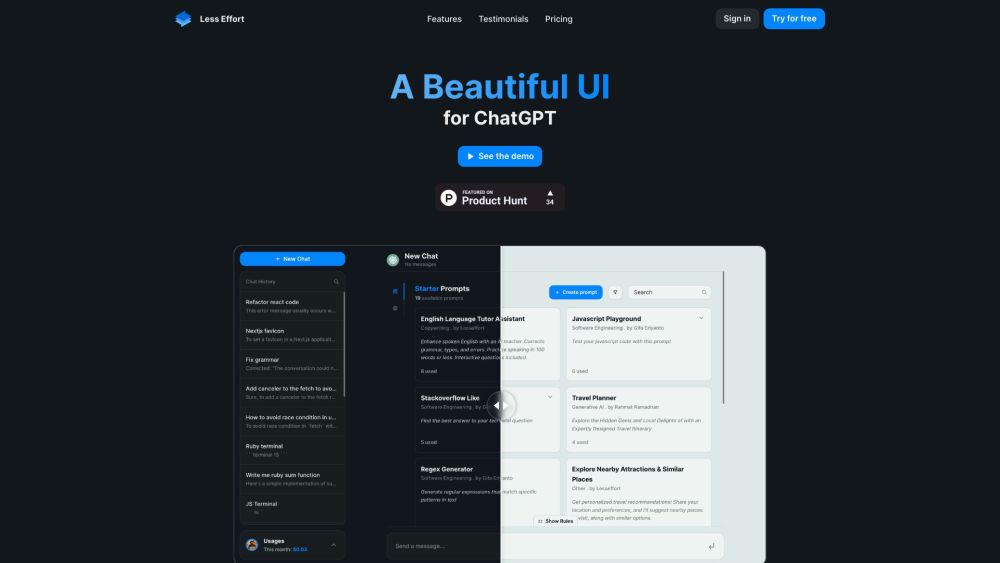 Lesseffort: Beautiful AI Tool for ChatGPT
