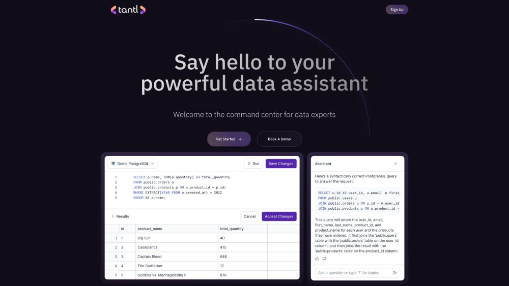 Tantl: AI Tool, Unleash GPT's Power on Your Database