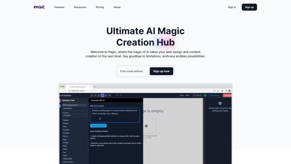 Pagic.io: AI Tool for Instant Website Creation