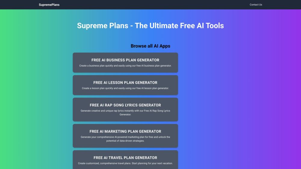 SupremePlans: AI Tools Unleashing Creativity & Innovation