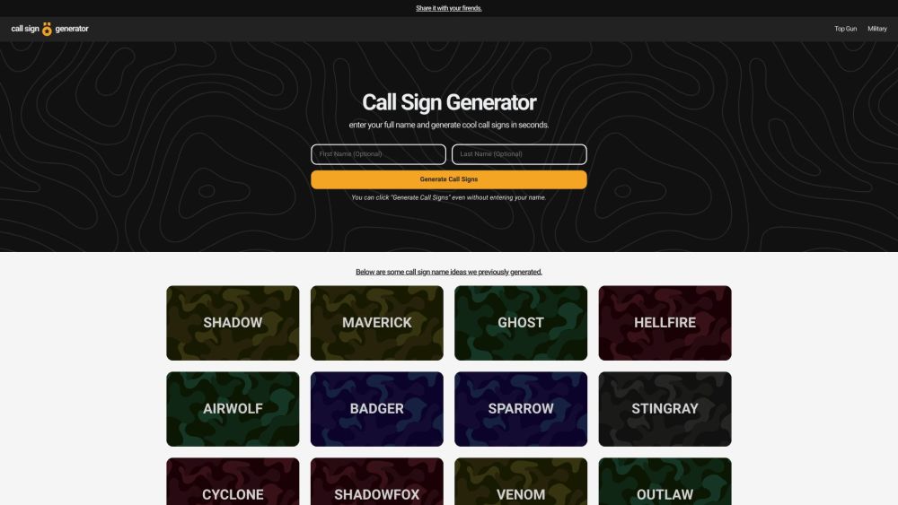 Call Sign Generator: AI Tool for Unique Call Signs