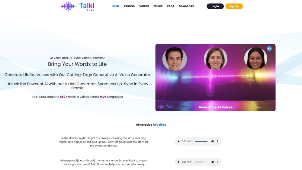 Talki Guru: AI Tool for Lifelike Voice & Lipsync