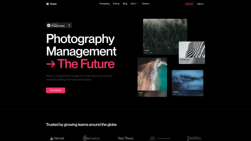 Raster | Photo manager for modern teams Website screenshot