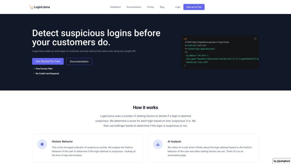 LoginLlama: Product Name ai tool Defense