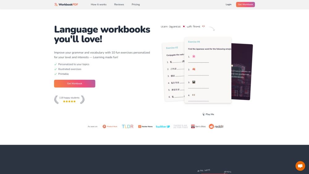 WorkbookPDF: Personalized Language Workbooks & AI Tool