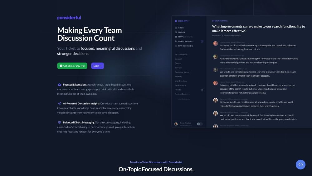 Considerful: AI Tool for Asynchronous Team Discussions