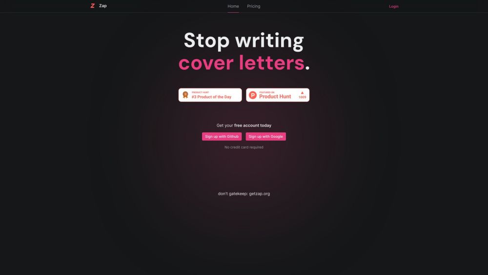 Zap: AI Tool for Free, Instant Cover Letters