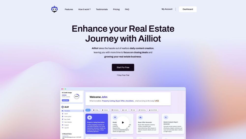 Ailliot Real Estate AI Assistant: AI Tool for Automated Property Listings & Enhanced Productivity