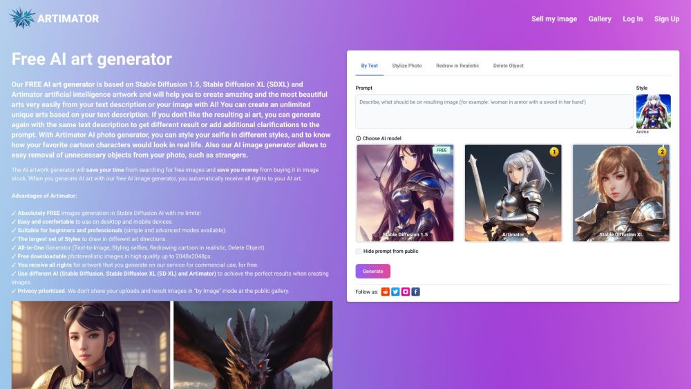 Artimator: Free AI Tool for Unique Art Creation